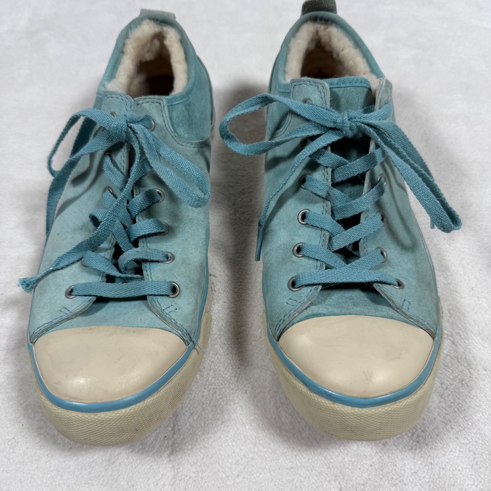UGG Australia 1888 Teal‎ Blue Suede Shearling Lined Sneakers Shoes Womens 9.5